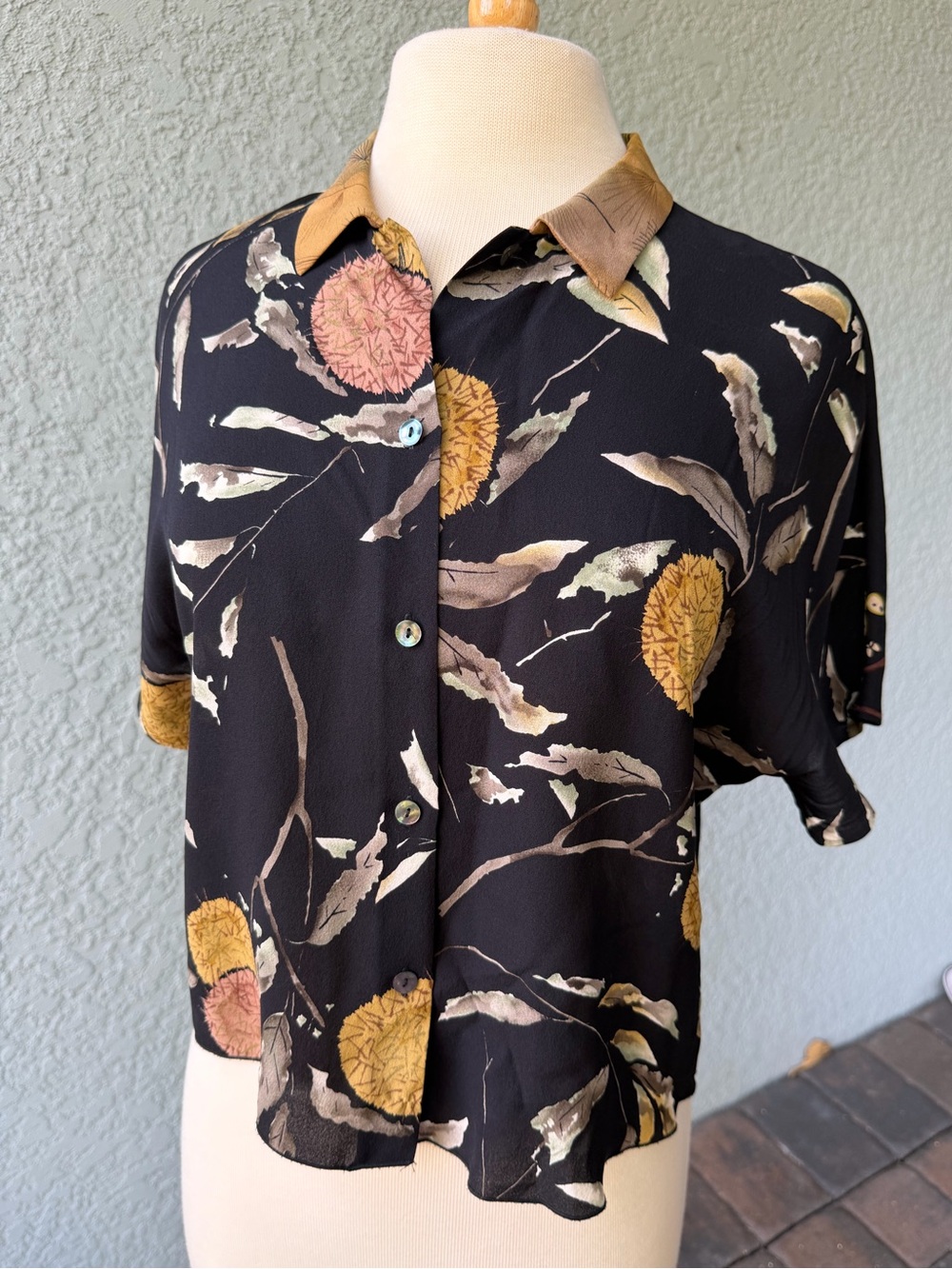 Vintage Harari 100% Silk Cropped Top M